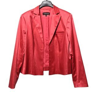 J. PETERMAN Hot Pink Satin Open Front Evening Blazer 12